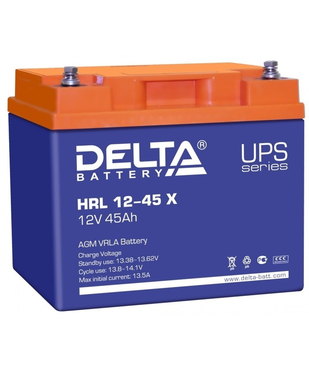 Аккумуляторная батарея для ИБП Delta HRL 12-45 X (45А\ч, 12В) свинцово- кислотный аккумулятор