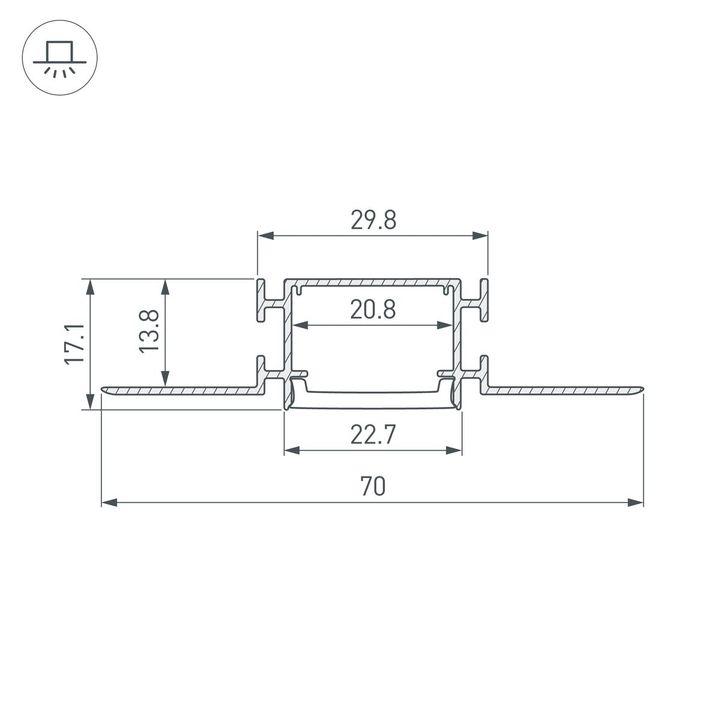 Профиль встраиваемый Arlight Fantom-Bent-W23-Side-2000 Anod 040331(1)