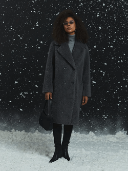 Шуба женская чебурашка тедди экомех, графитовая, SilverFox (арт. 1188-101)