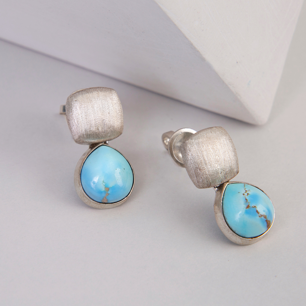 Серьги Silk с Казахстанской Бирюзой