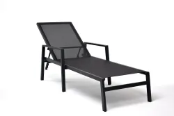 "Парма" шезлонг из алюминия темно-серый (RAL7024) муар, ткань текстилен темно-серая