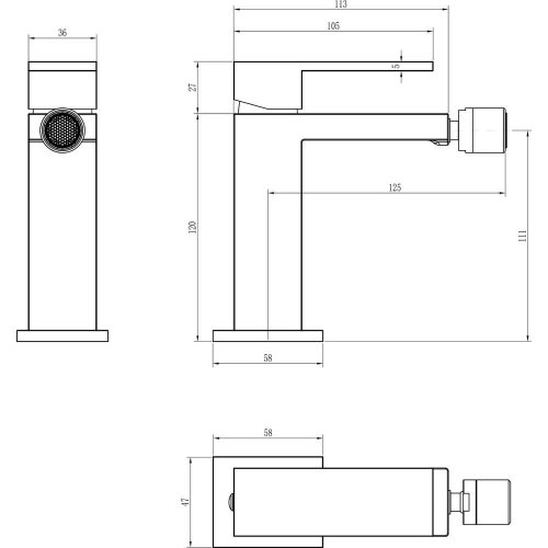 Смеситель для биде Boheme Qubic 476-BR bronze
