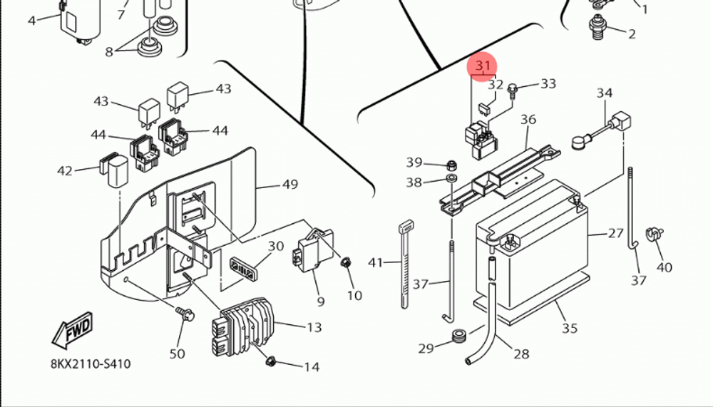 Реле стартера Yamaha VK10 (с 13года) 3D7819400000