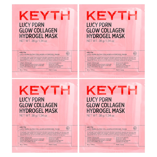 KEYTH, Lucy DPRN, гидрогелевая маска с коллагеном для сияния кожи, 4 шт. по 38 г (1,34 унции)