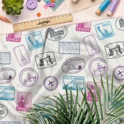 Ткань сатин марки из путешествий