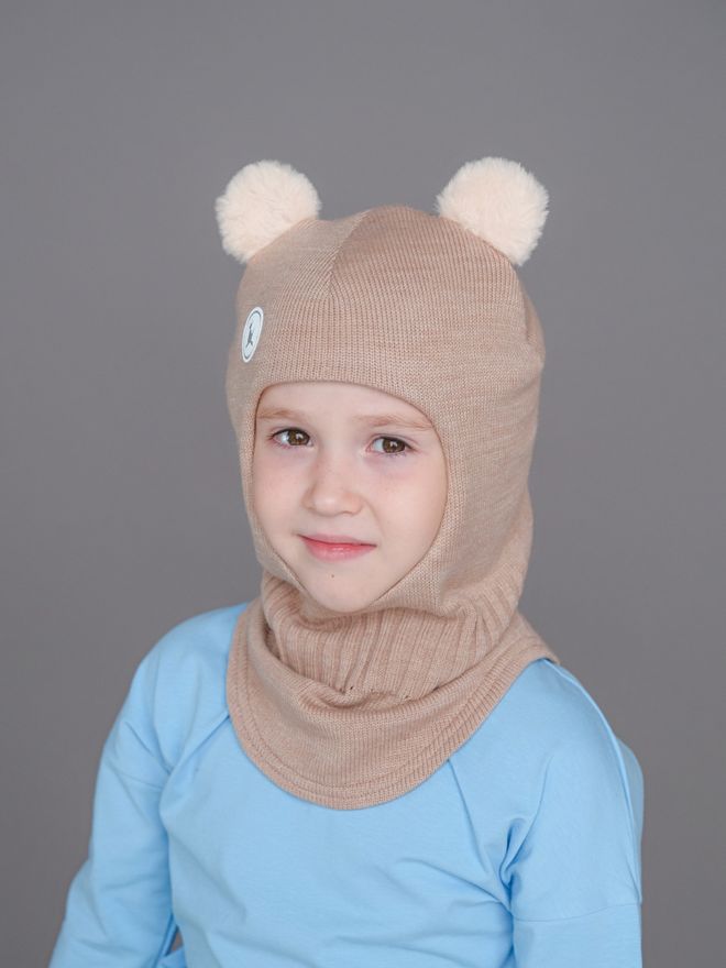 Шлем зимний вязаный (Бархатный беж) МИО