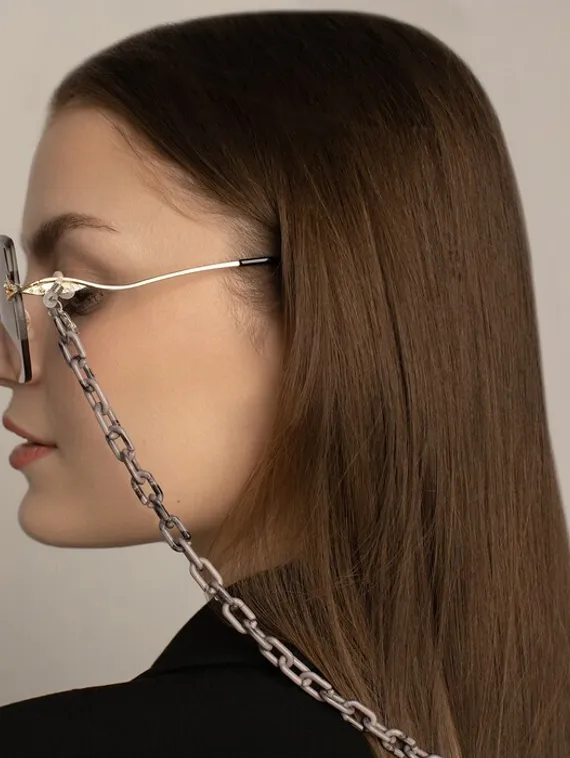 Цепочка для очков "Звенья" тени, цвет коричнево-бежевый, 70 см