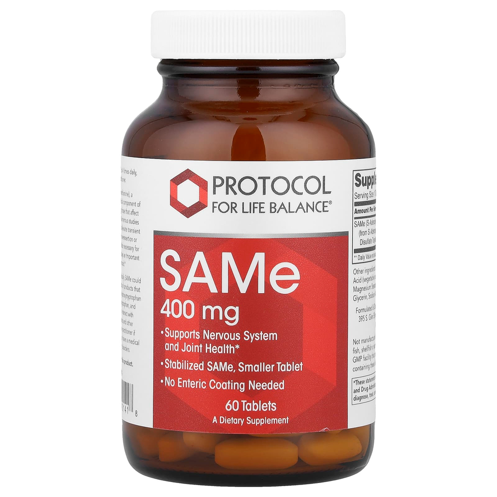 Protocol for Life Balance, SAMe, 400 мг, 60 таблеток