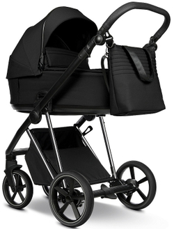 Детская коляска Roan Sol Vintage Luxury 2.0 3 в 1 с автокреслом Tutis Elo Lux EduSky Black VIN 05/CB Caviar Black/Nickel/руч.Black