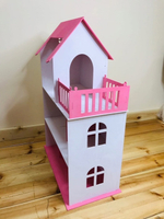 Домик для кукол 3-х этажный БОЛЬШОЙ ДЕРЕВЯННЫЙ окрашенный
