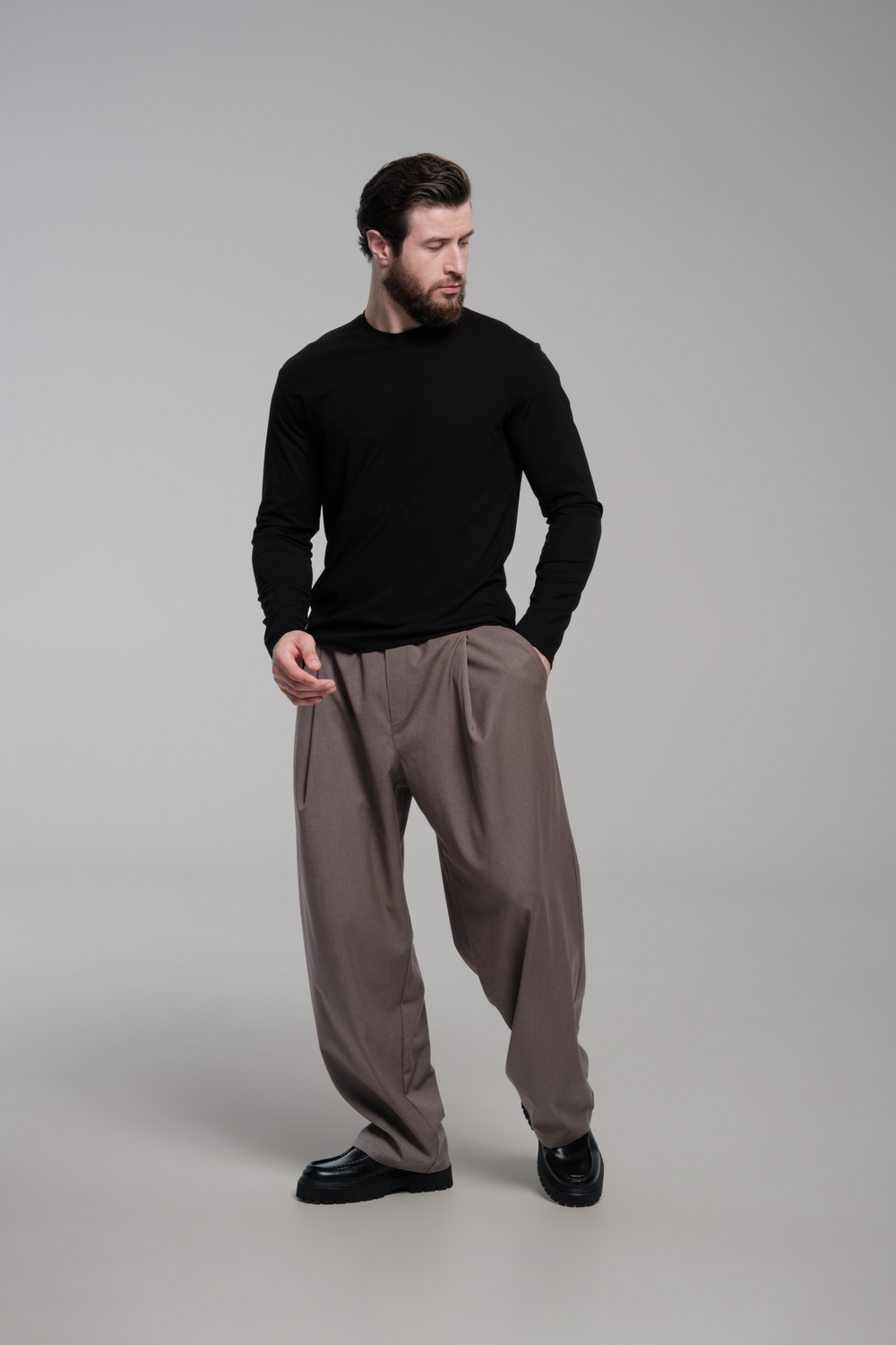 Брюки широкие на резинке | light brown