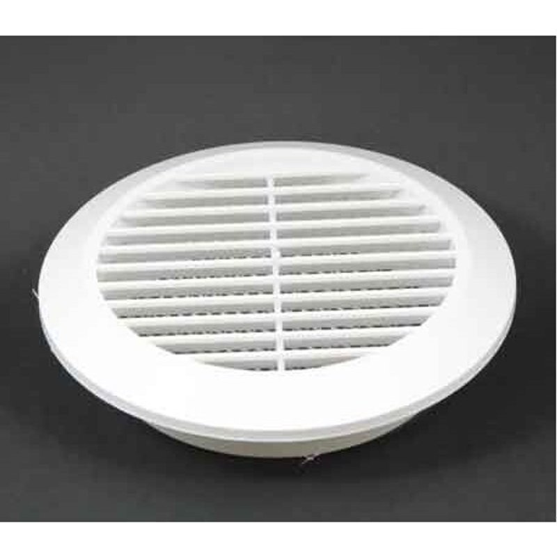 Решётка вентиляционная круглая 140 мм с фланцем для воздуховода 100 мм с москитной сеткой