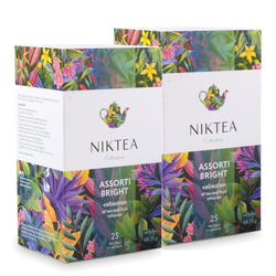 Niktea Assorti Bright / Ассорти Брайт, чай черный, зелёный, фруктовый, травяной в пакетиках, 2 x 25 шт.