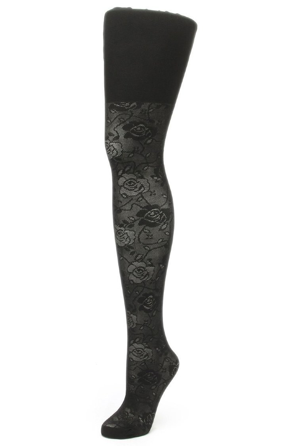 Корректирующие колготки с рисунком в виде роз (Размер: M-L) (Цвет: черный)