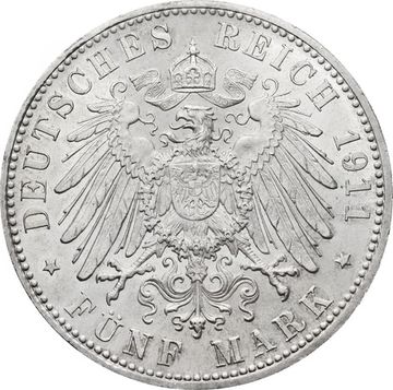 5 марок 1911 Германская империя «90 лет со дня рождения Луитпольда Баварского» (Бавария )