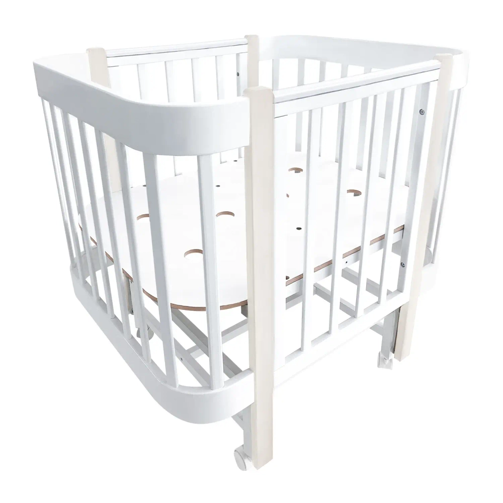 Кровать детская Indigo Italiano Baby продольный маятник на колесах белый-кашемир