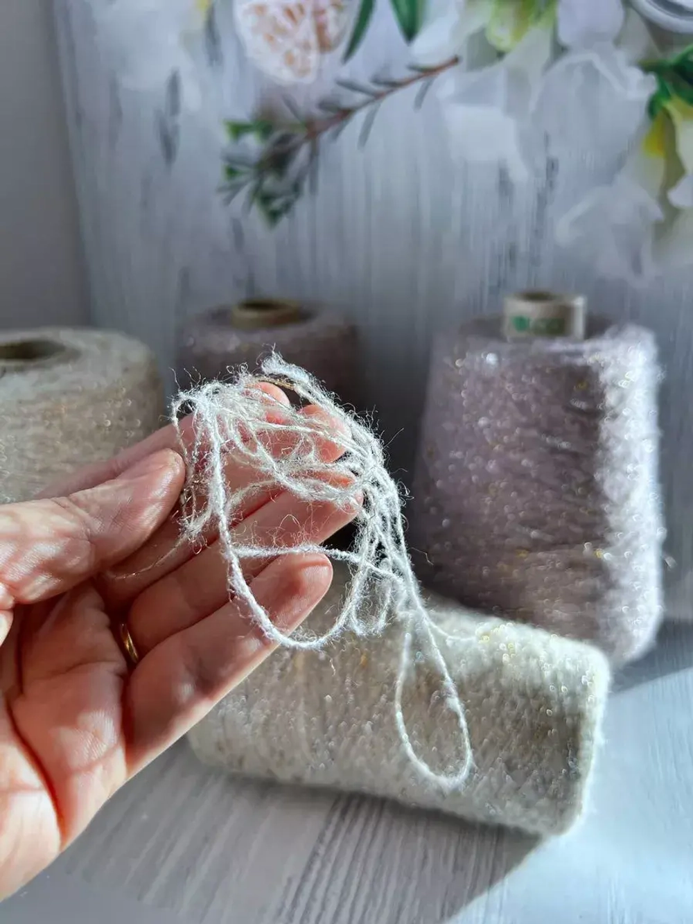 Пряжа для вязания с Мохер с люрексом Люмия