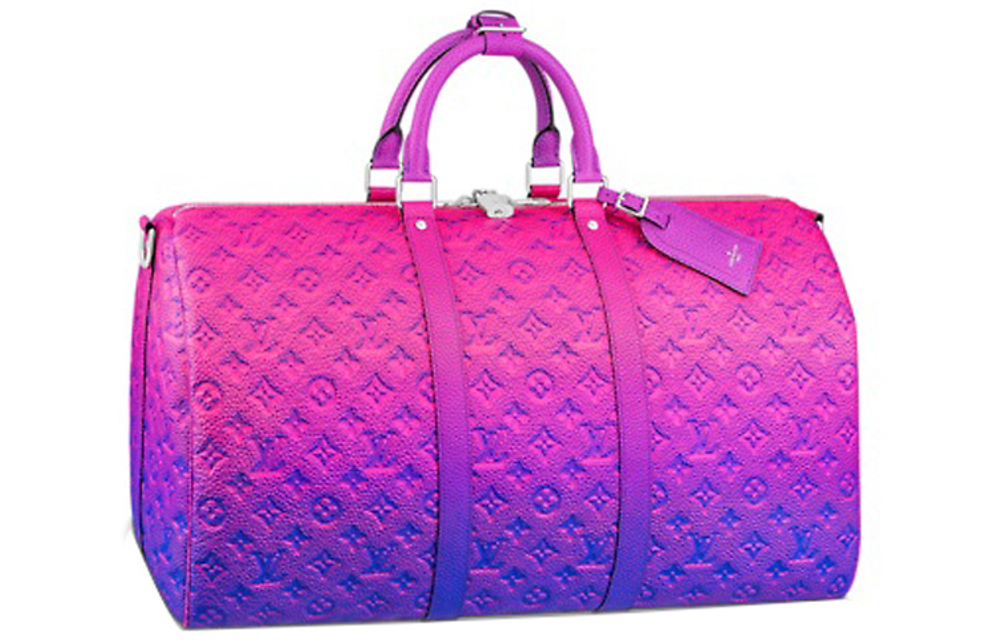 LOUIS VUITTON Keepall 50B Taurillon Illusion Blue/Pink