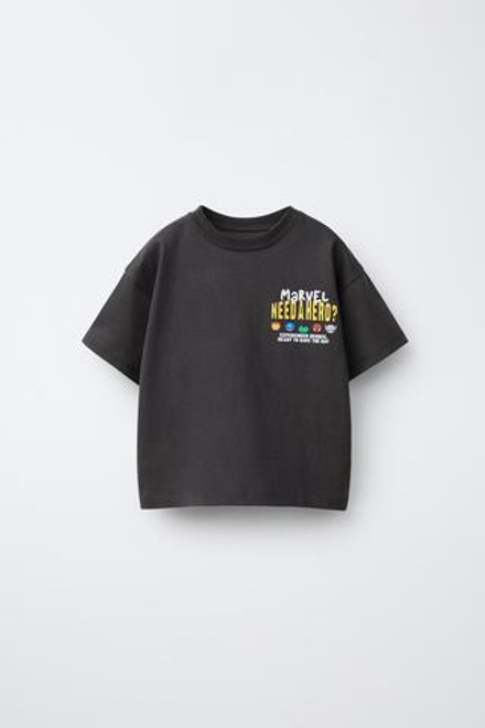ZARA ФУТБОЛКА С ПРИНТОМ THE AVENGERS © MARVEL, ЧЕРНЫЙ
