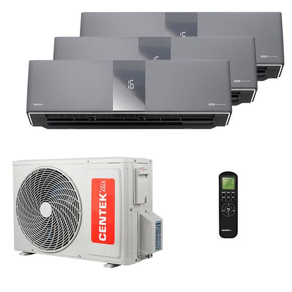 Мультисплит система на 3 комнаты Centek CT-66AMWM-H09/4R3B(HG) (IN) x 3 / CT-66AM3-H21/4DR3C