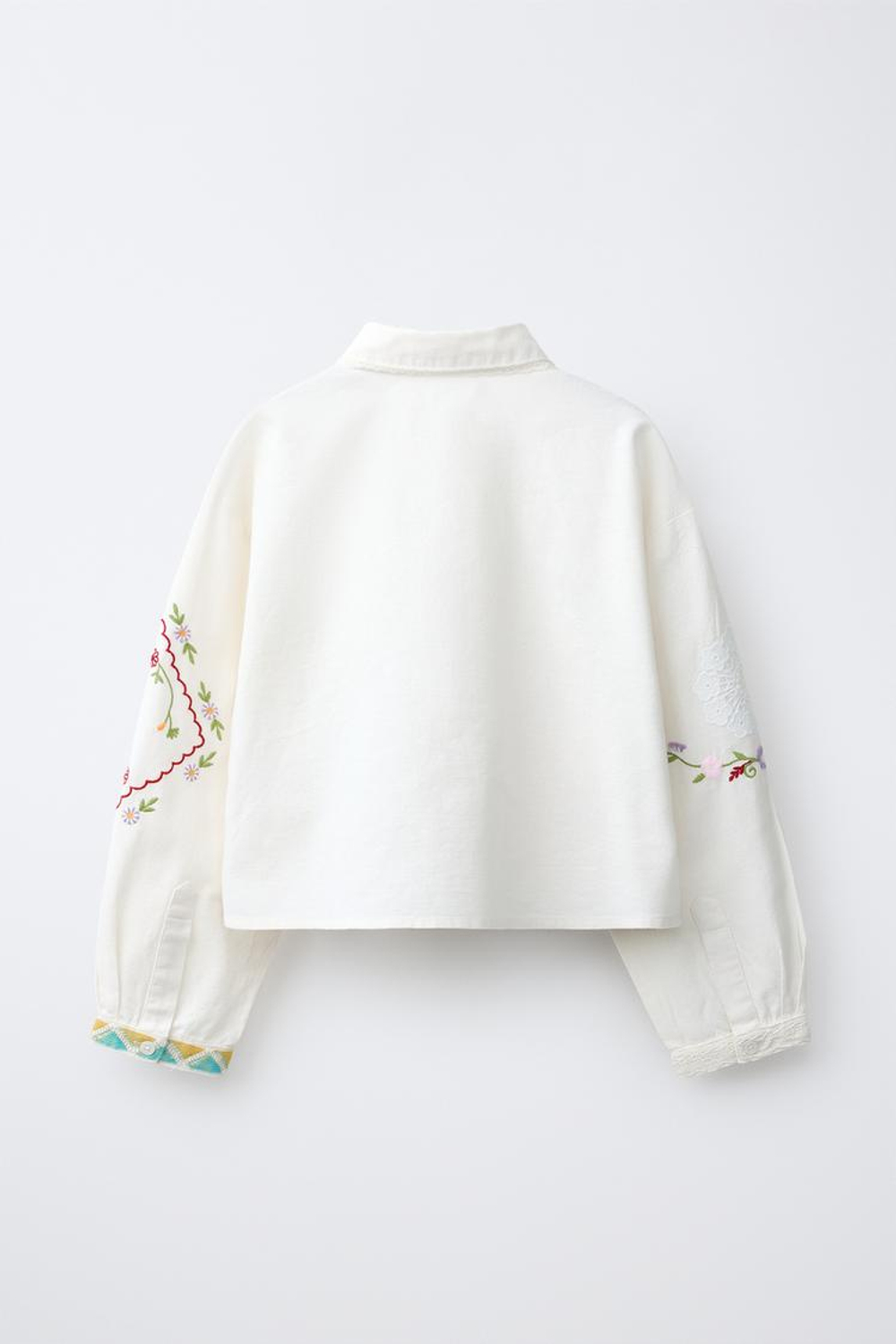 ZARA РУБАШКА ИЗ ХЛОПКА И ЛЬНА С ВЫШИВКОЙ, ЭКРЮ