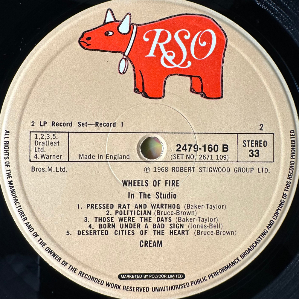 Cream ‎– Wheels Of Fire 2LP (Англия 1977г.)