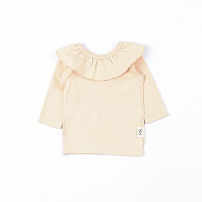 Ruffled long-sleeved T-shirt 3-18 months - Biscuit