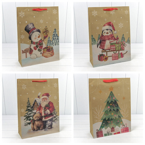 Пакет подарочный 33 х 45 х 11 см Набор 4 шт "Микс" (Крафт)