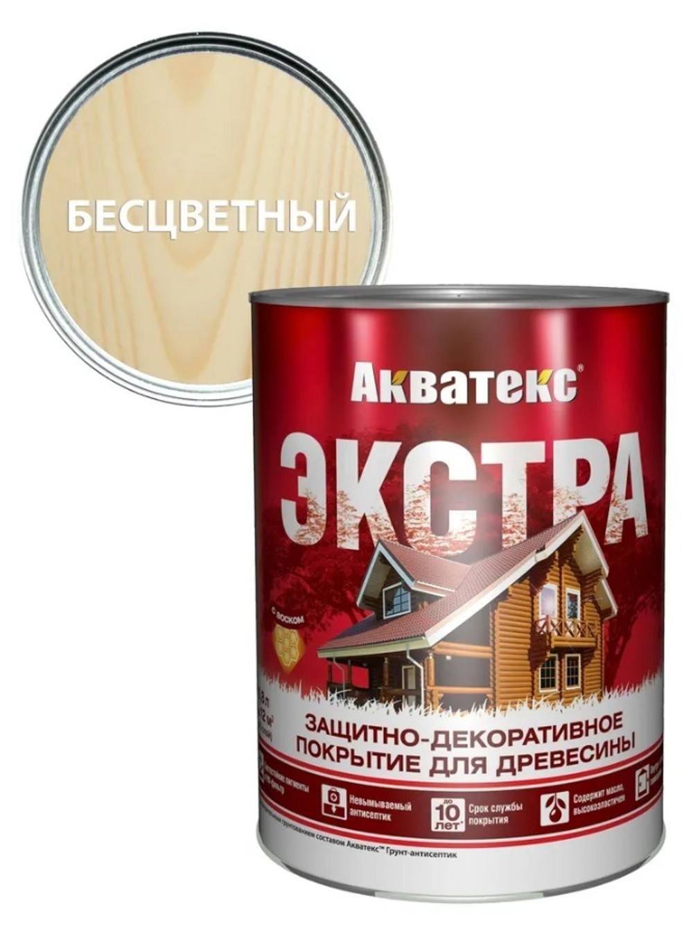 Защитно-декоративное покрытие для дерева АКВАТЕКС ЭКСТРА, бесцветный, 0.8 л