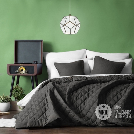 Комплект штор и покрывала велюровый КИИММ (арт. BL10-291-08) - мокрый асфальт