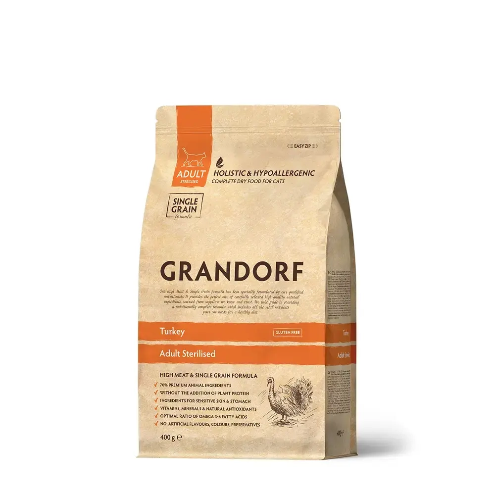 GRANDORF CAT Turkey STERILISED 2кг/400гр-900р
