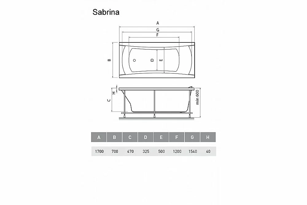 Ванна акриловая Relisan Sabrina Гл000024804 170х70 белая