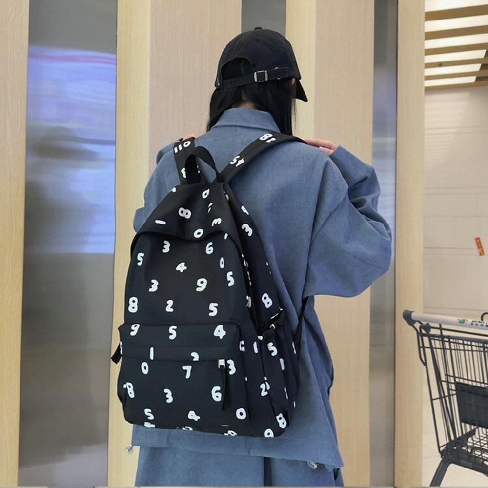 Рюкзак женский мужской школьный, для студентов молодежный, черный