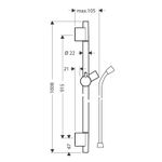 Душевая штанга Hansgrohe Unica S Puro 90 см со шлангом, черный матовый (28631670)