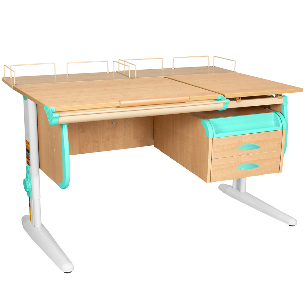 Растущая парта Дэми СУТ 25 с задними полками СУТ.15.210 и навесной тумбой (1200×880 мм)