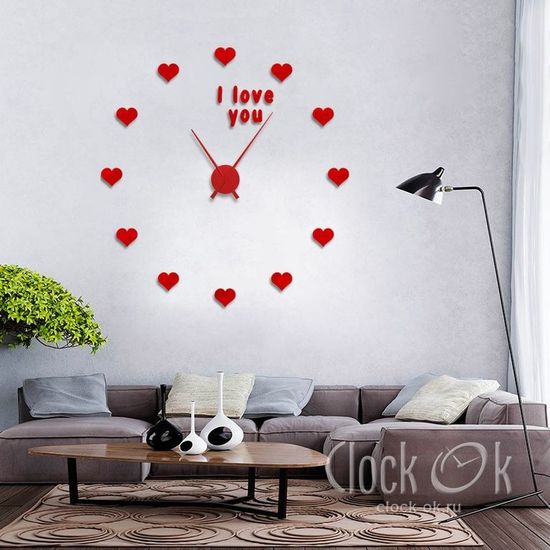 Настенные 3D часы I love you