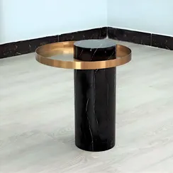 Журнальный столик Melba, Ø42х53 см, черный мрамор, золото