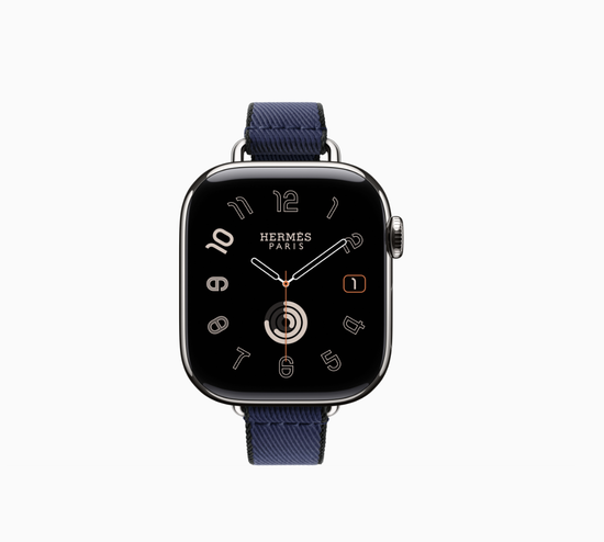 Apple Watch Hermès Series 11 42 mm Twill Jump Attelage Single Tour, Темно-синий с черными краями