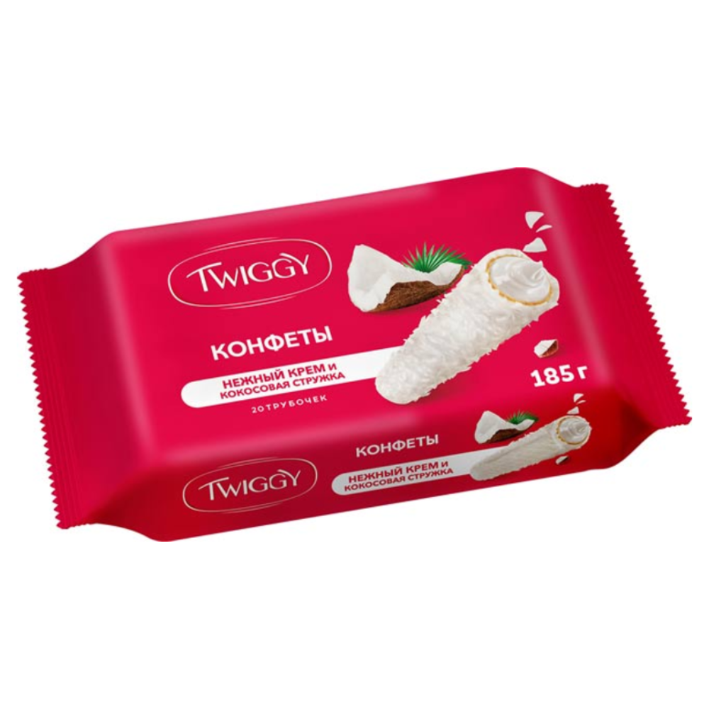 Конфеты трубочки Twiggy крем и кокосовая стружка 185 гр