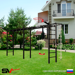 Уличная шведская стенка Sv Sport рукоход х 2 У51411К (Турник/"Лодочка"/Щит баскет/Кронш бокс/Канат/кольца/лестница)