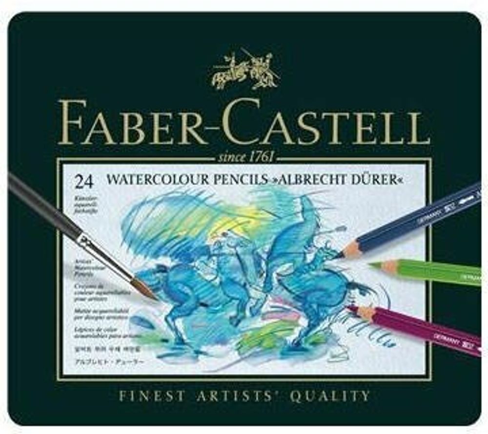 Карандаши цветные акварельные художественные FABER-CASTELL "Albrecht Durer", 24 цвета, металлическая коробка, 117524