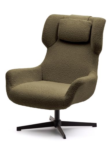 Zalina Вращающееся кресло с подлокотниками из темно-зеленой ткани букле