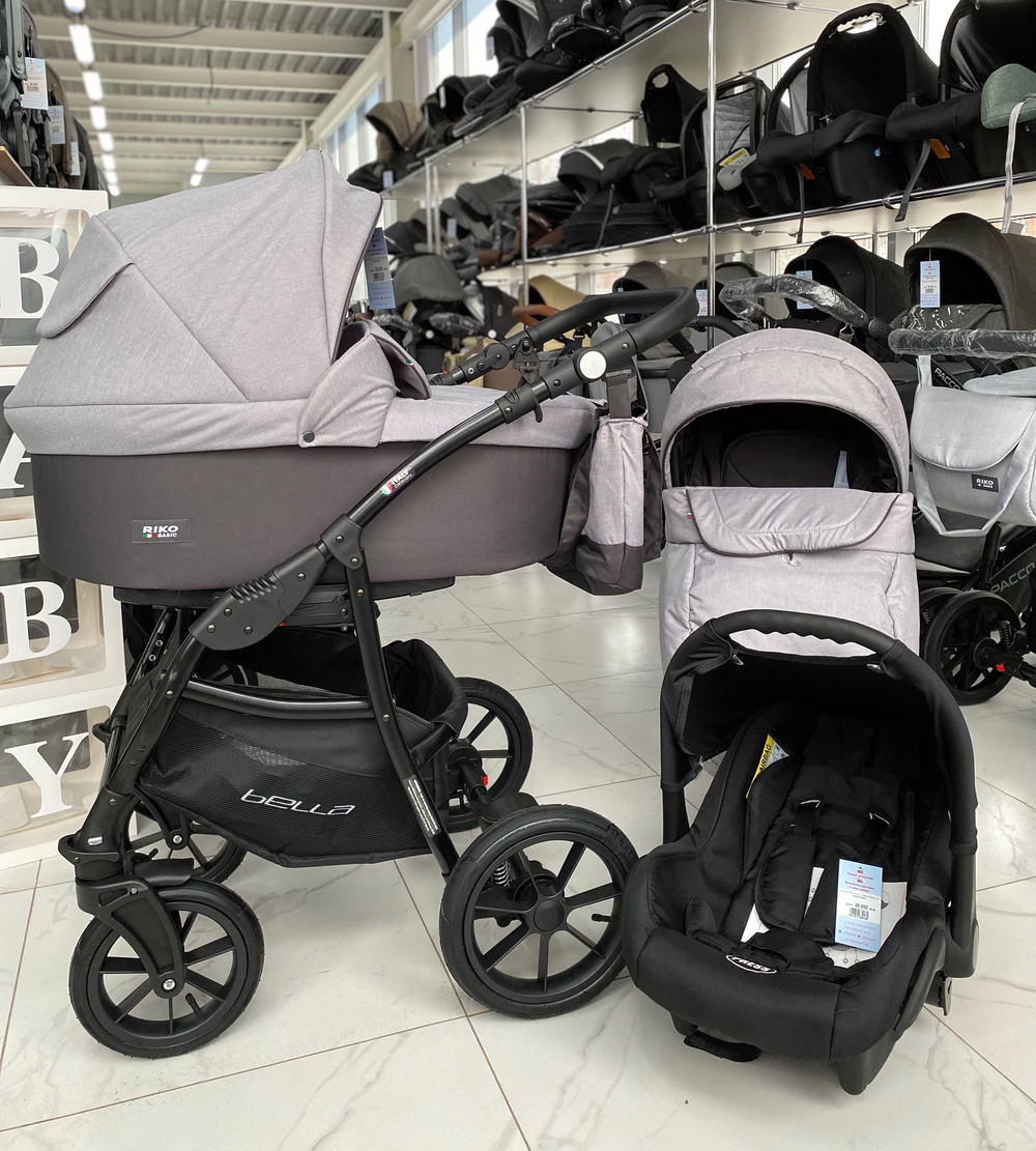 Коляска  BELLA (3 в 1) (RIKO BASIC) 01 серый-графит