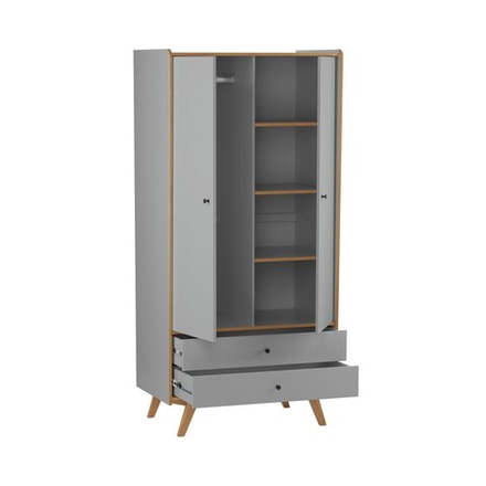 Шкаф 2х дверный «Винтаж» серый лак 7042/браун