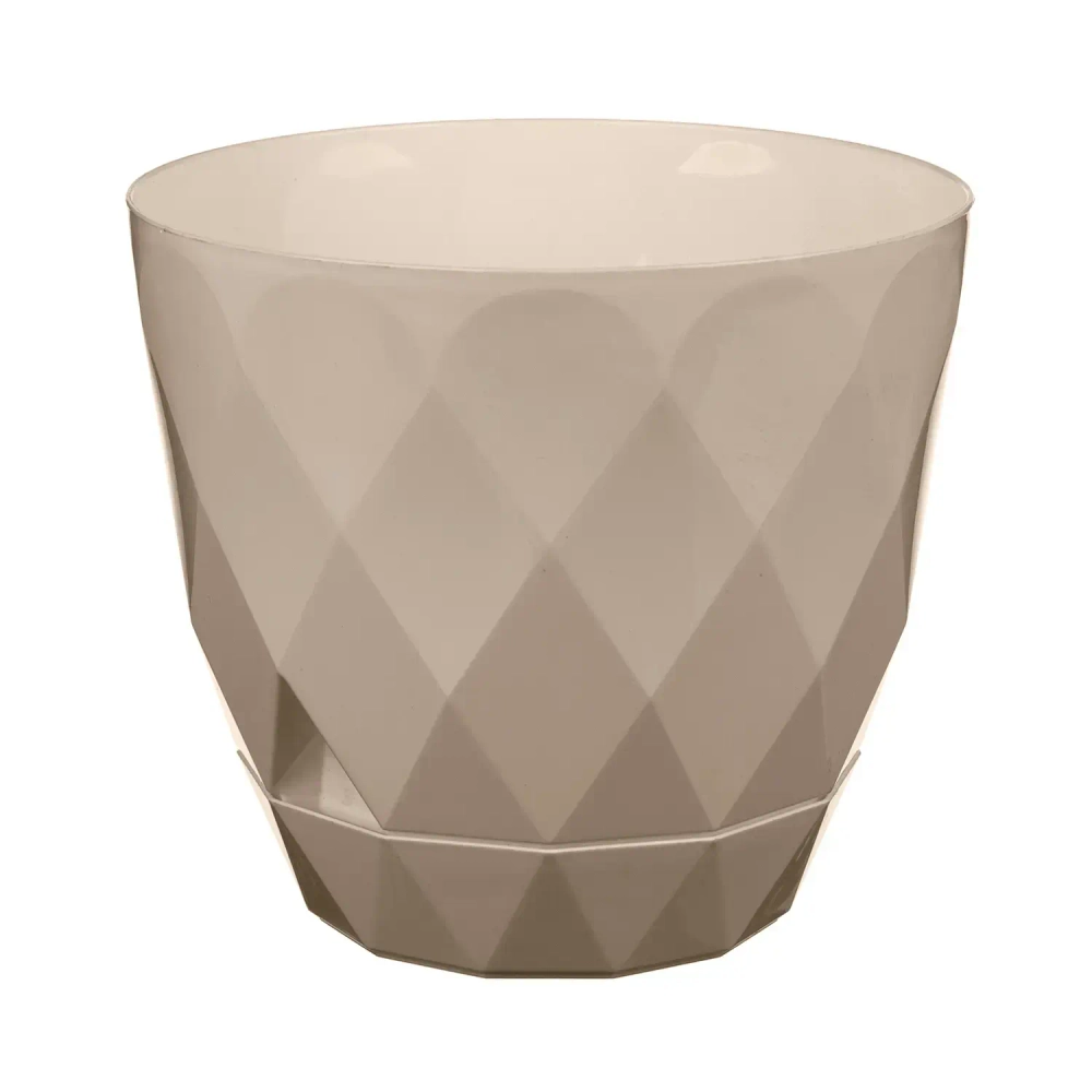 Горшок для цветов пластиковый 2,3л d-17,5см «Laurel» с поддоном бежевый