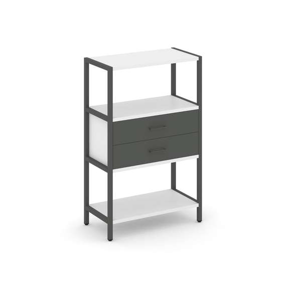 Shelf System Односекционный стеллаж трехярусный с ящиками SN.STM-312 Белый/Антрацит/Металл Антрацит