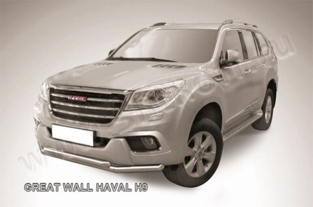 Защита переднего бампера (нержавейка) Haval H9 (2014-2017) d57+d57