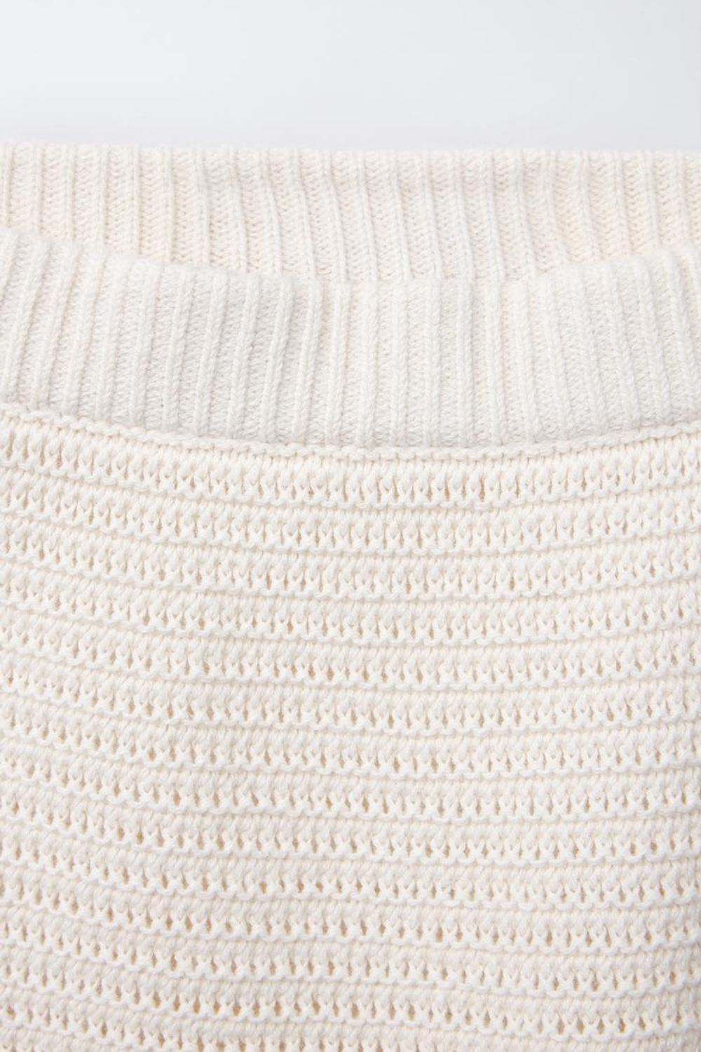 ZARA ТРИКОТАЖНАЯ ЮБКА В ПОЛОСКУ, ЭКРЮ