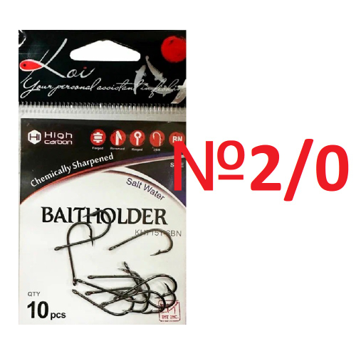 Крючок KOI "BAITHOLDER", размер 2/0 (INT), цвет BN