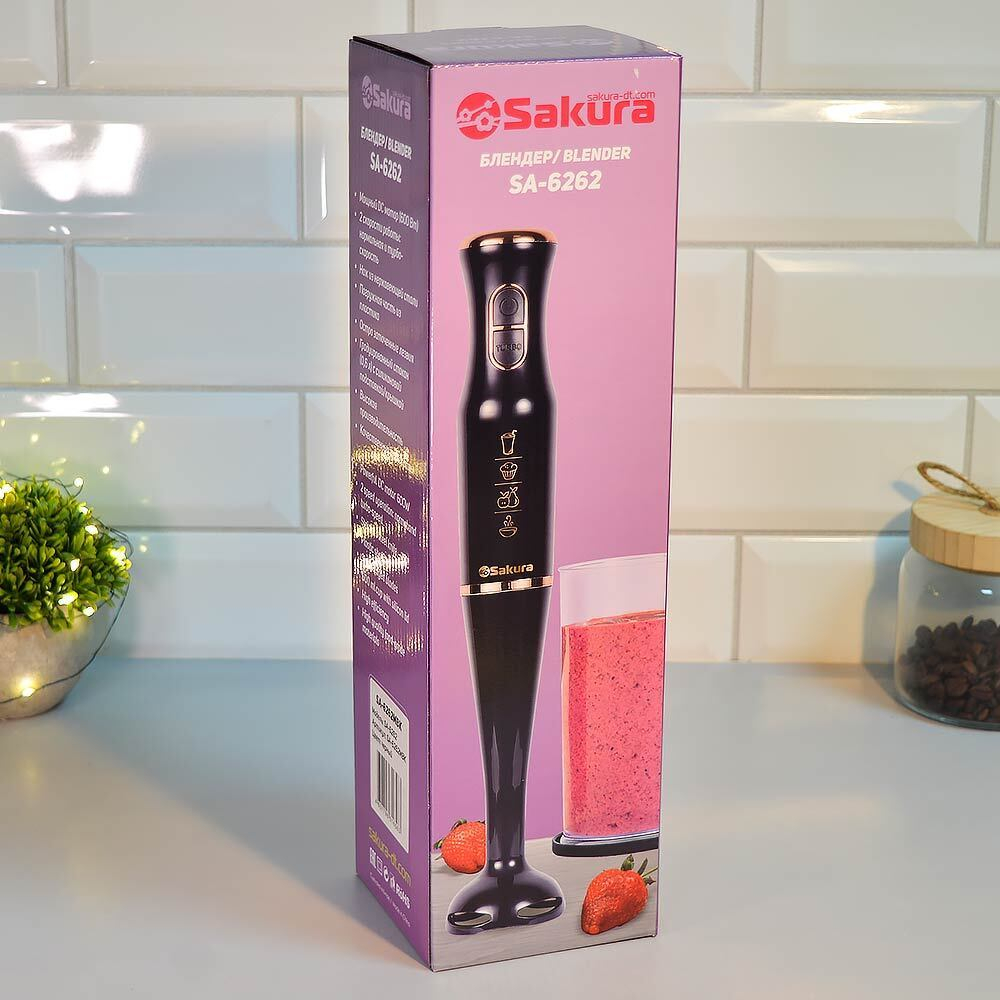 Блендерный набор SA-6262MBK, 600Вт, DC мотор, 2 скорости, стакан 0,6л